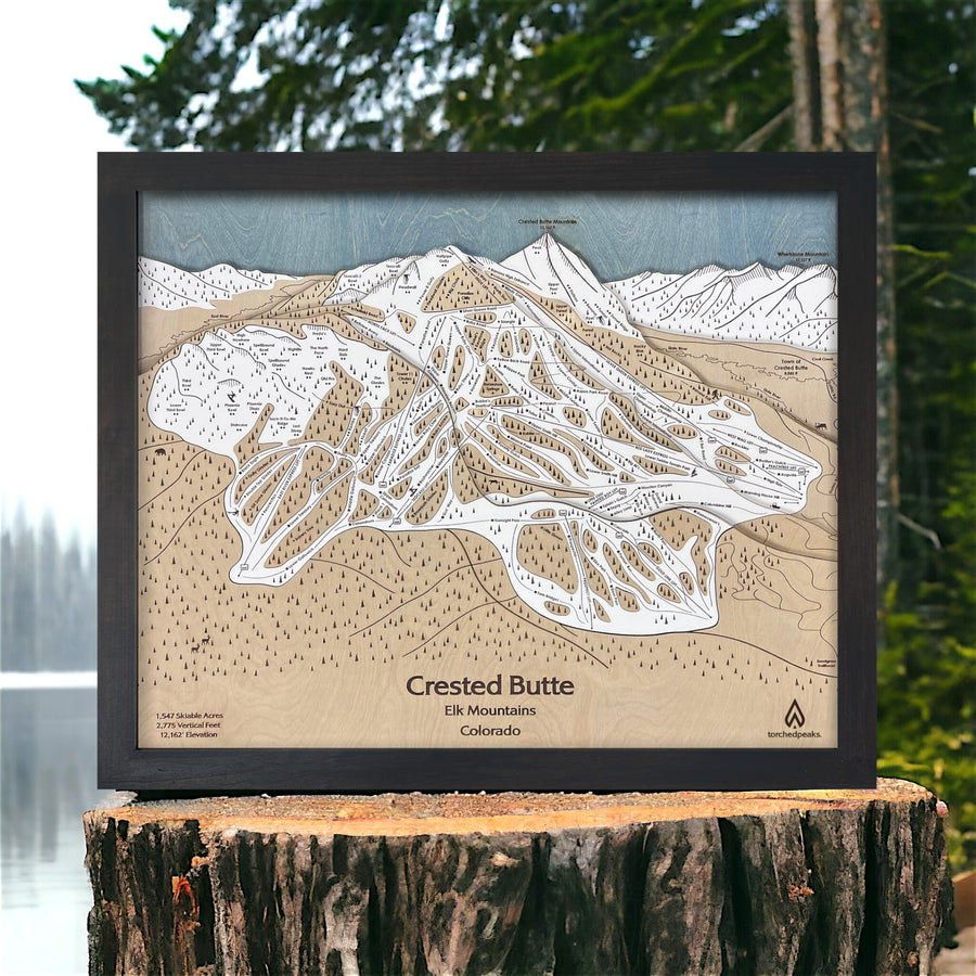 Crested Butte Colorado Wooden Map, Ski Trail Map Art