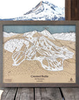 Crested Butte Skiing Art, Wooden Ski Trail Map of Crested Butte Ski Resort in Colorado