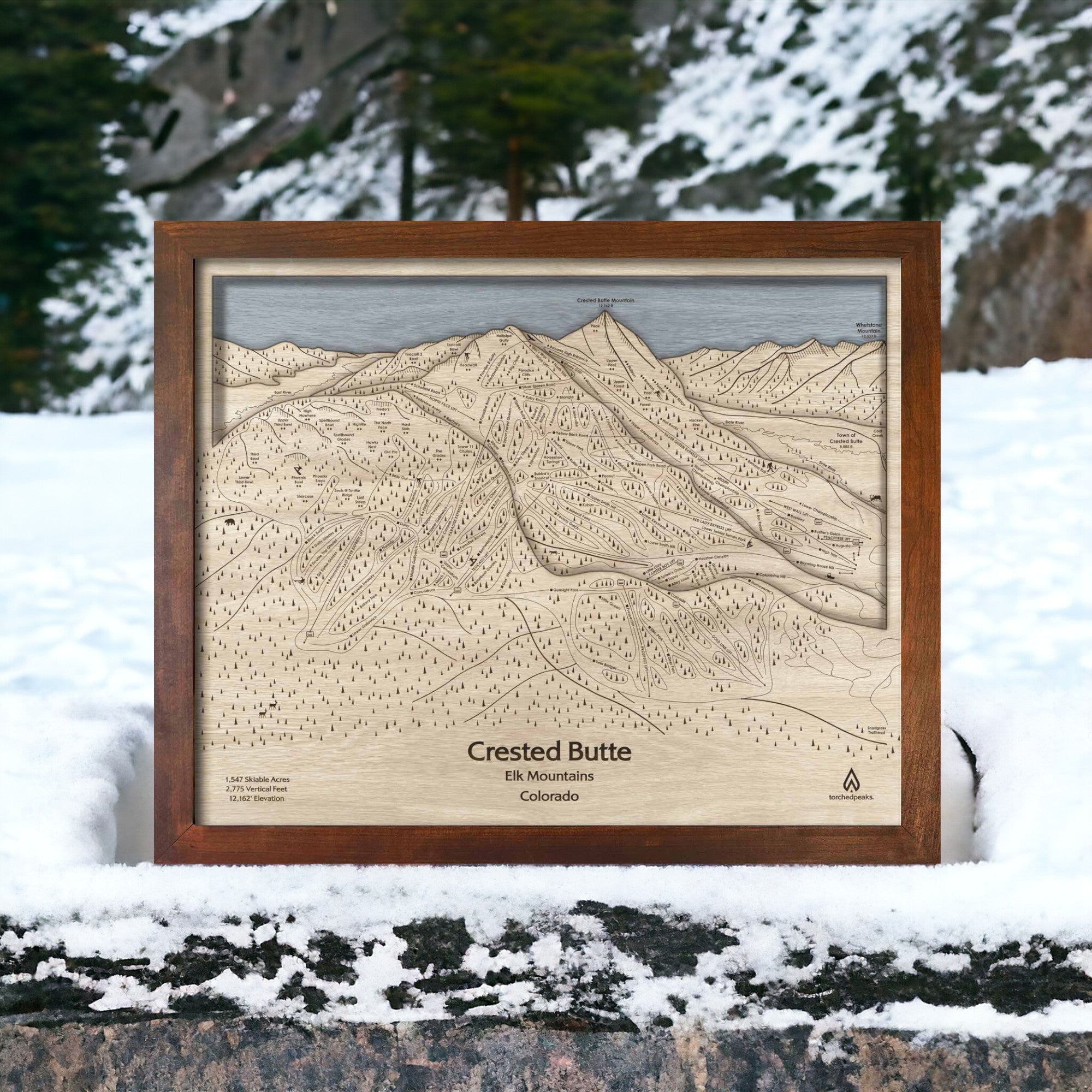 Handcrafted ski Map of Crested Butte