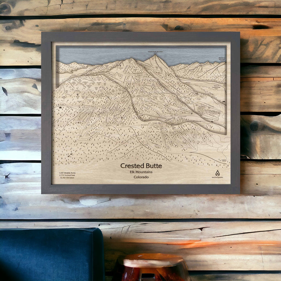 Ski House Decor: Crested Butte 3D Wood Map