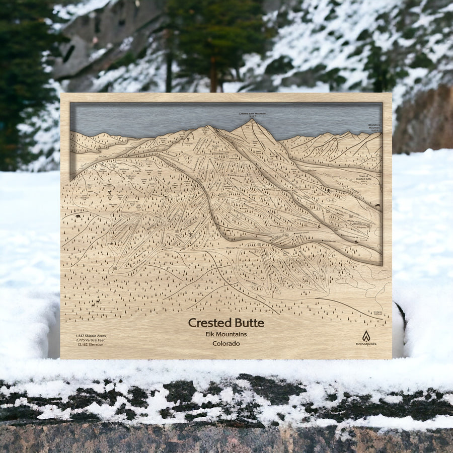 Unique Wooden Map of Crested Butte Ski Resort