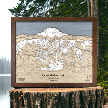 Crystal Mountain WA Ski Resort Map, 3D Wood Ski Trail Map, Ski Sign for Ski Cabin