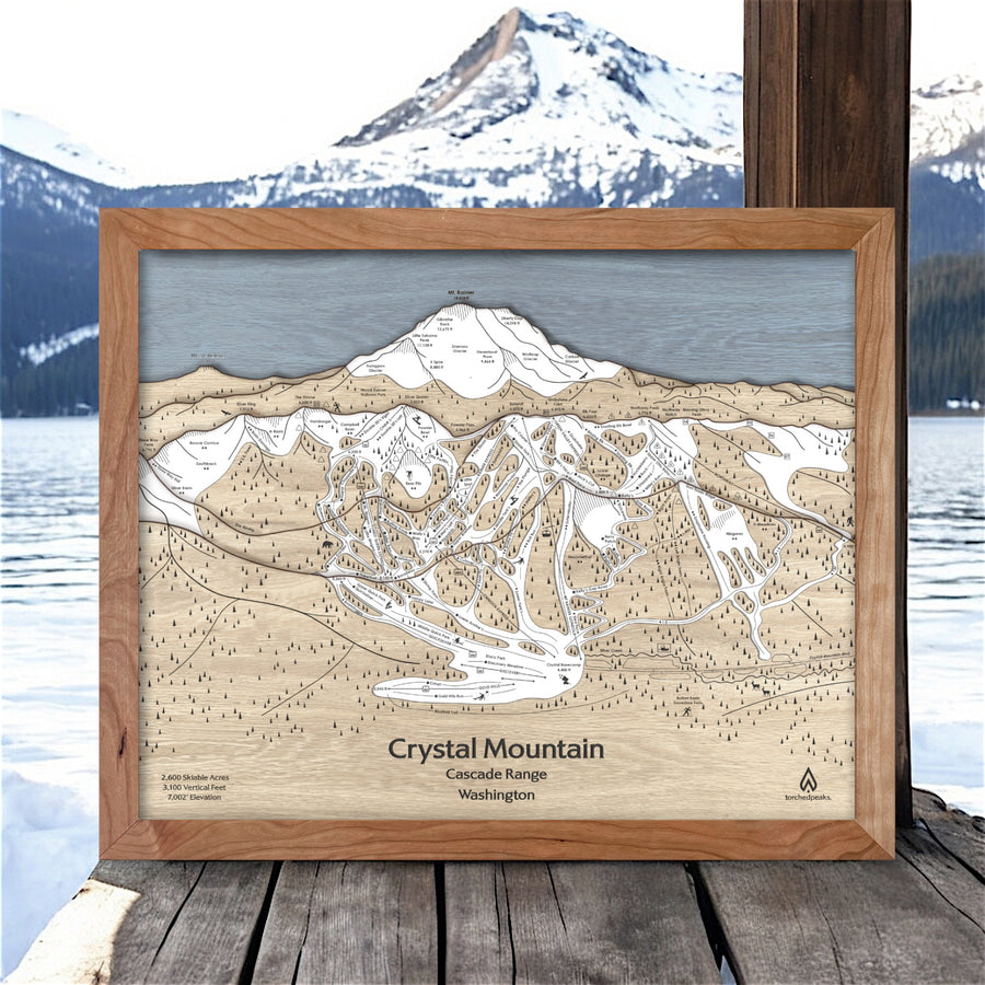 Crystal Mountain Wood Ski Resort Map Wall Sign