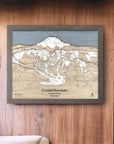 Crystal Mountain Washington Ski Map Poster, 3D Wood Ski Resort Map