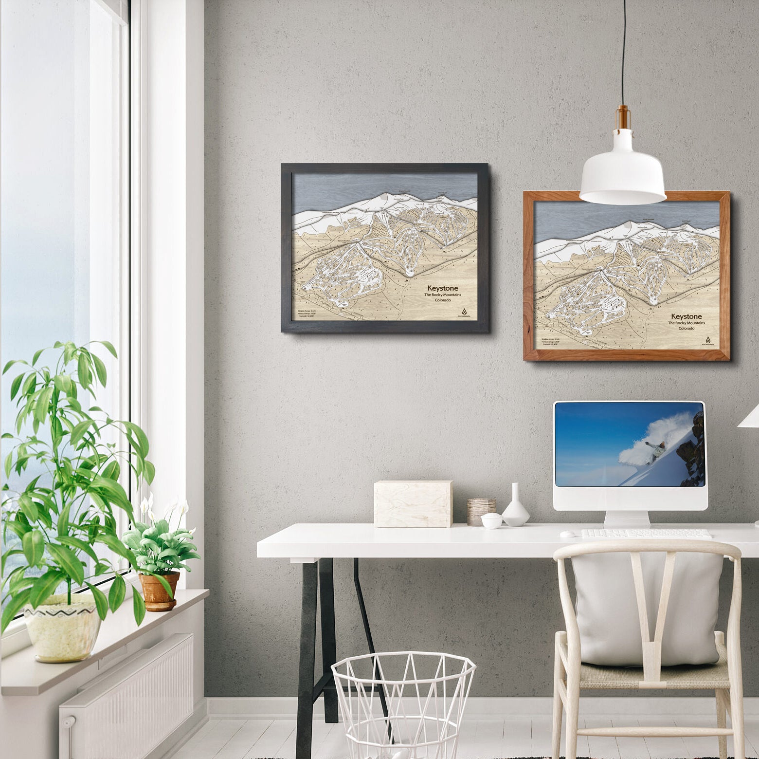 3D Wood Ski Resort Art, Keystone Colorado Ski Trail Map