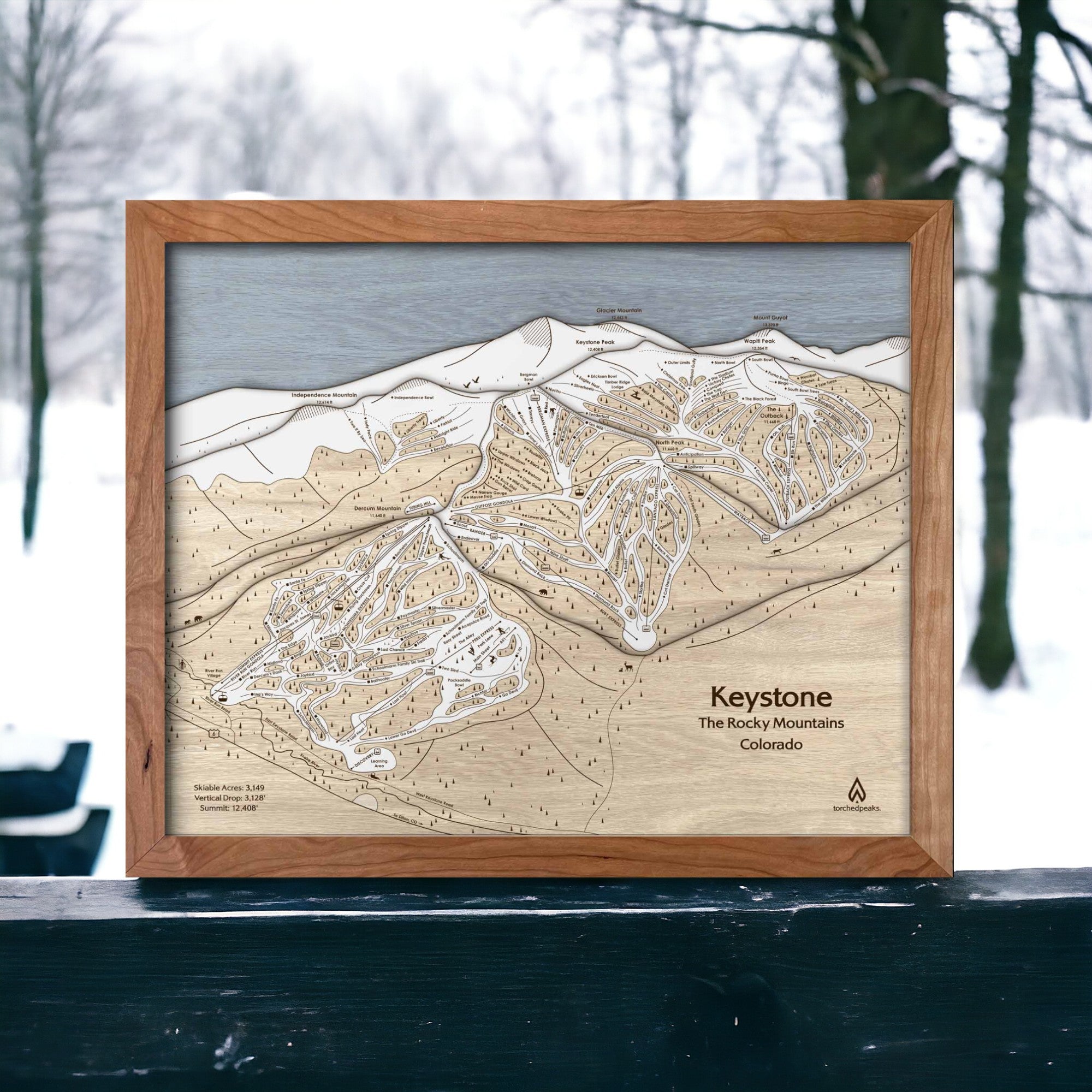 3D Wood Keystone Colorado Ski Trail Map