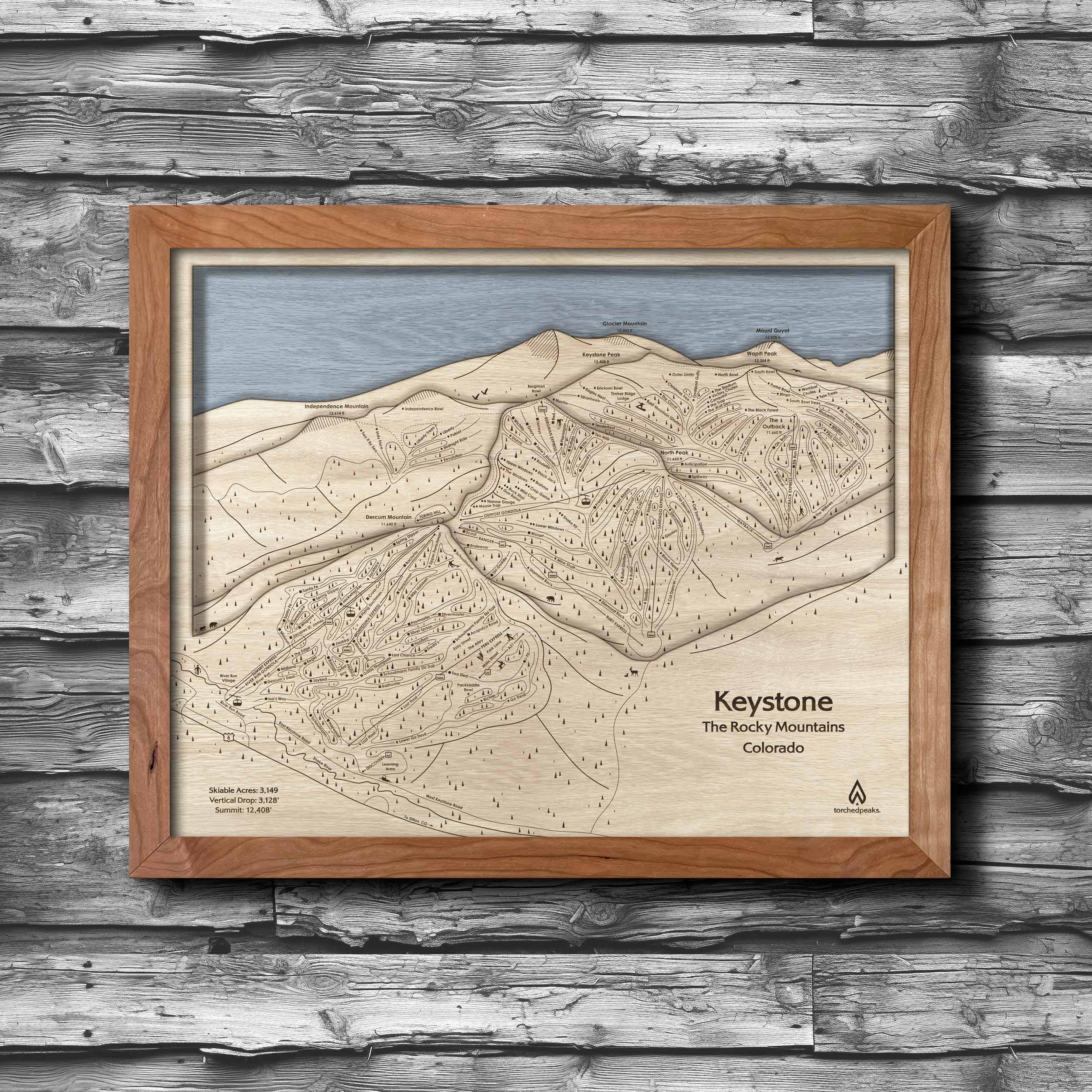 Keystone Colorado Wooden Ski Resort Map