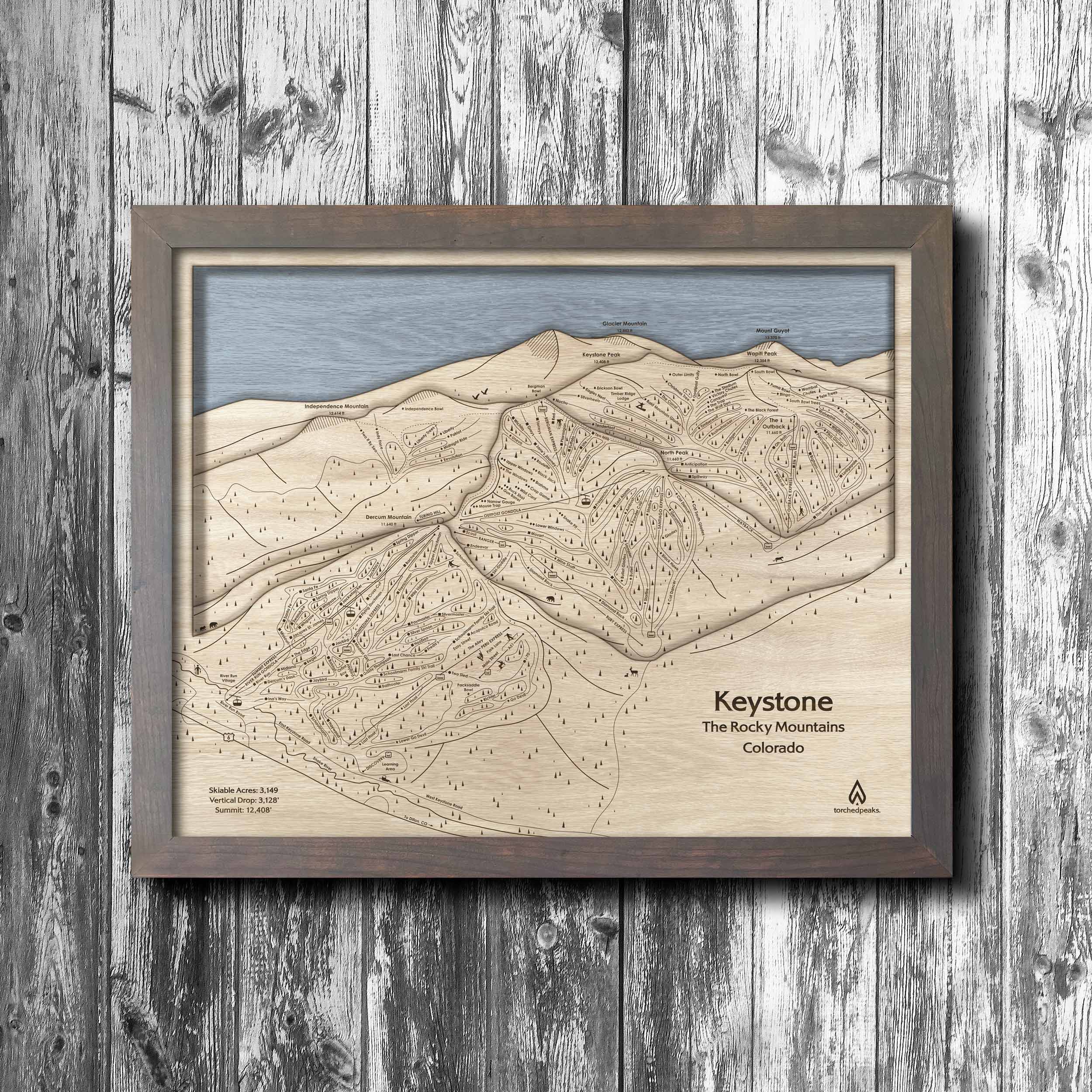 Keystone Colorado Wooden Ski Resort Map