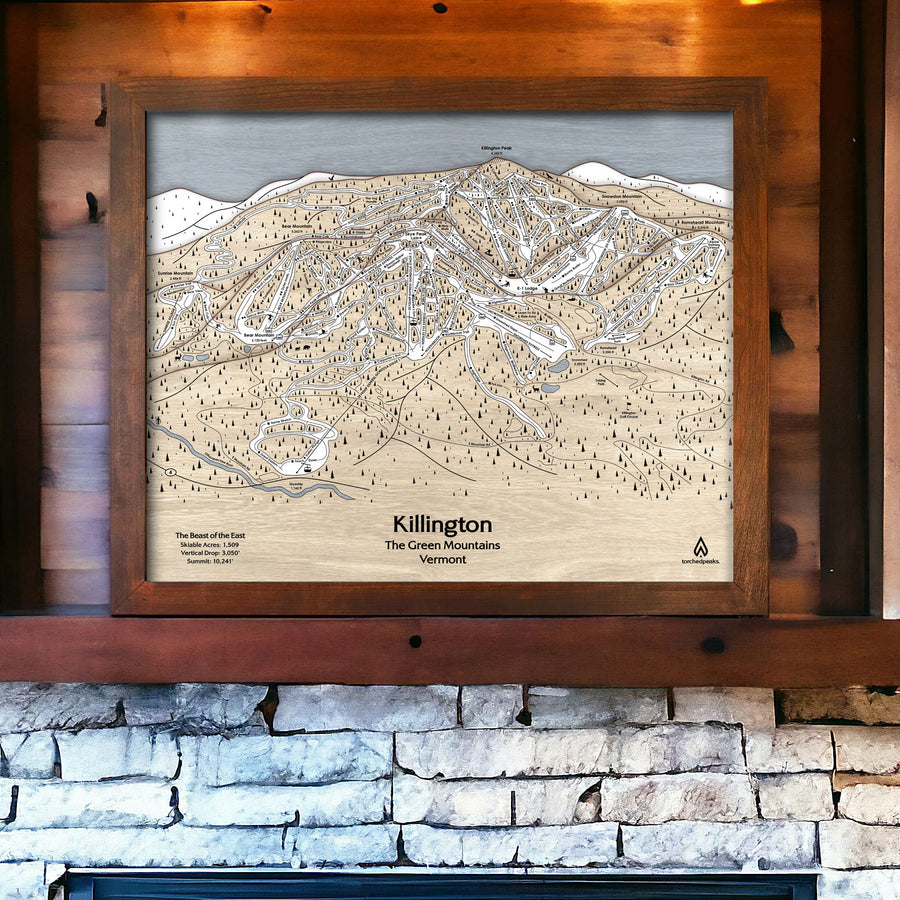 Gift for snowboarders: Wooden Map of Killington Ski Area