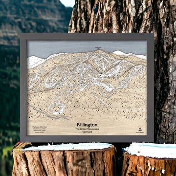 Unique Mountain Art: Killington Ski Resort Wood Map