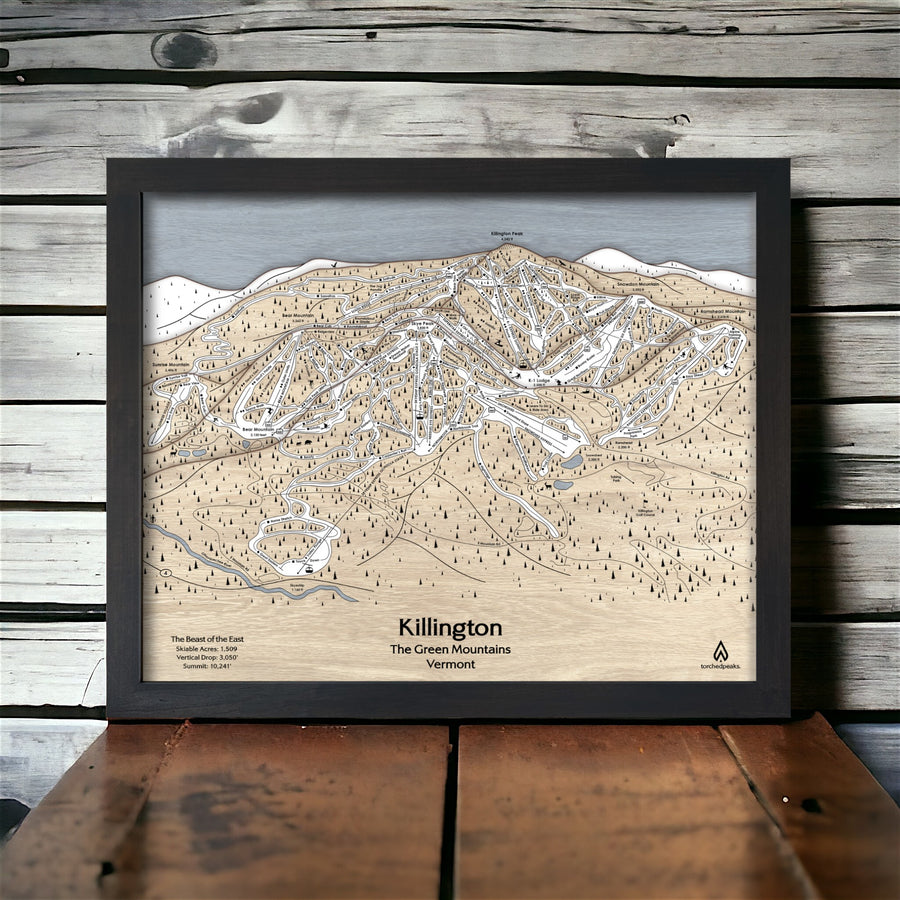 Killington Mountain 3D Wood Map