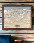 Unique Cabin Decor: 3D Layered, Wooden Map of Killington ski resort in Vermont