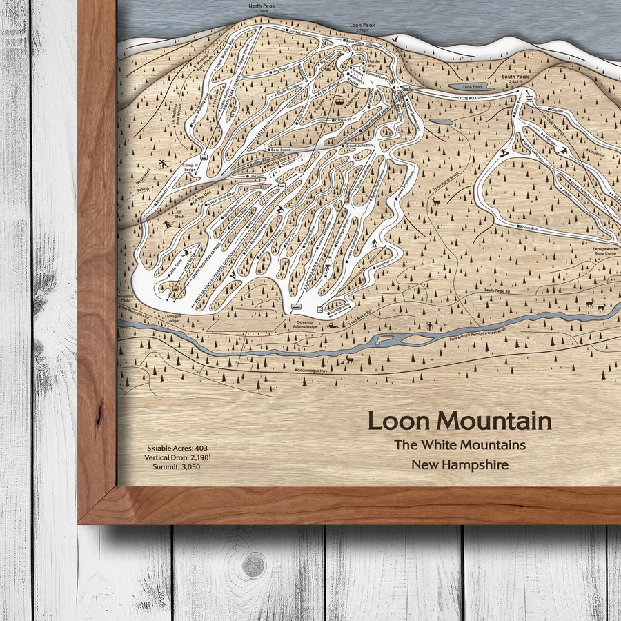 Loon Mountain Laser-engraved Wood Art