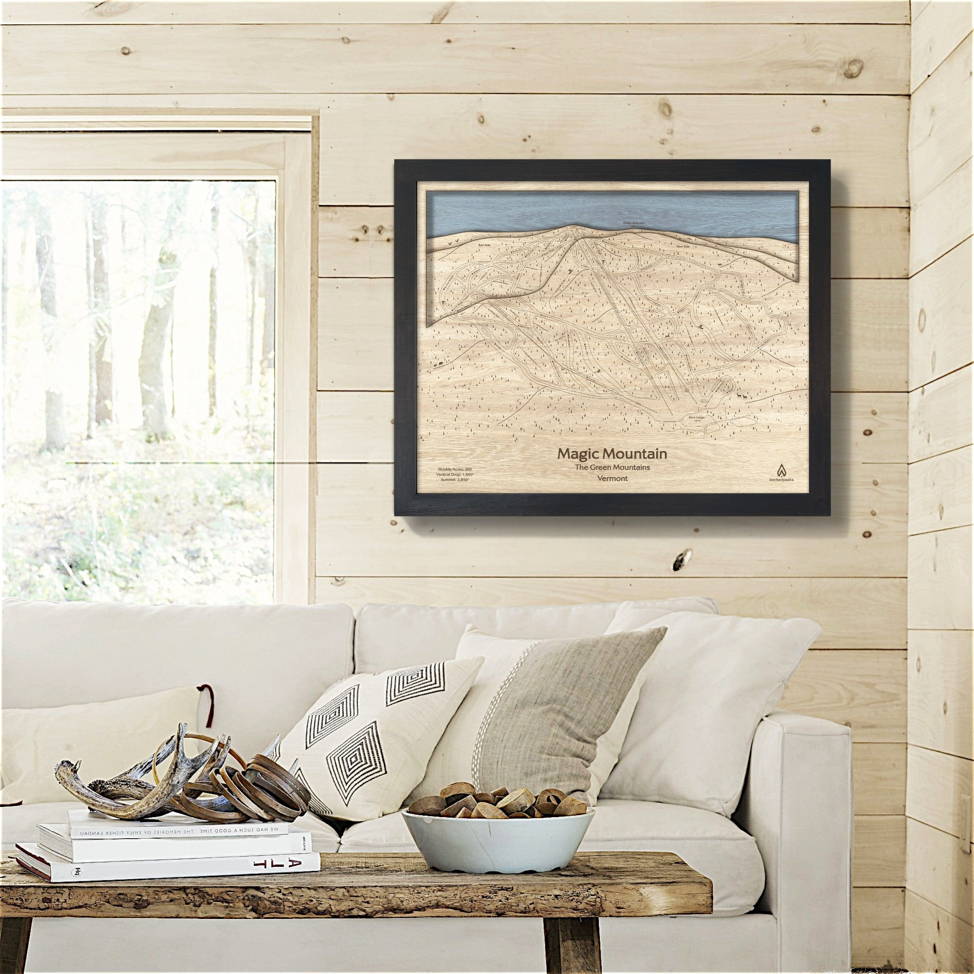 Magic Mountain Vermont Ski Map, Framed Skiing Wall Art