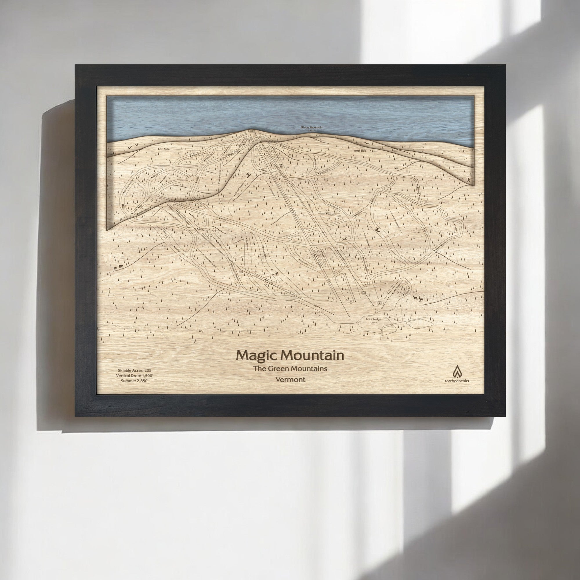 Magic Mountain Ski Map, Wooden Ski Resort Sign