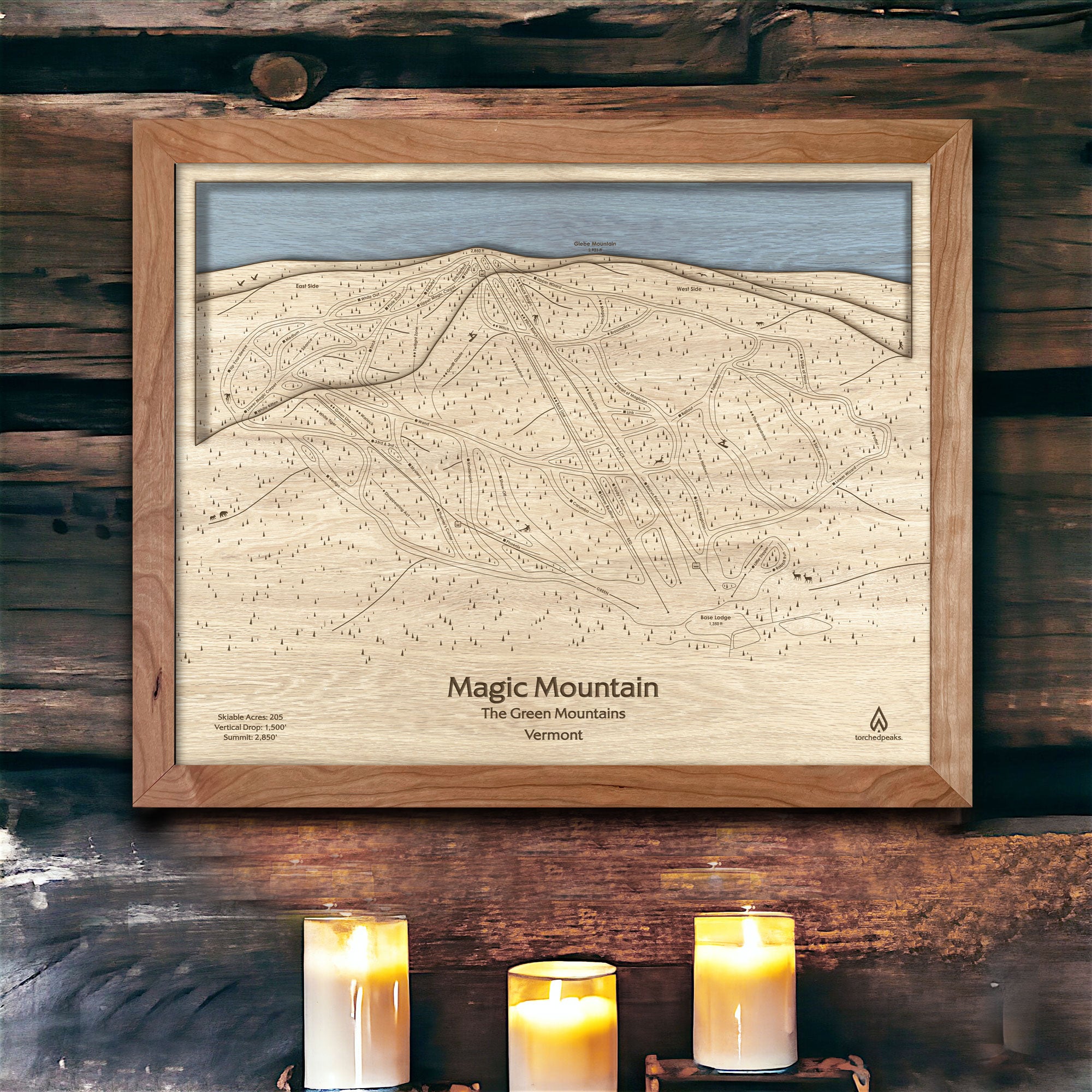 Magic Mountain Art, Wooden Ski Resort Map