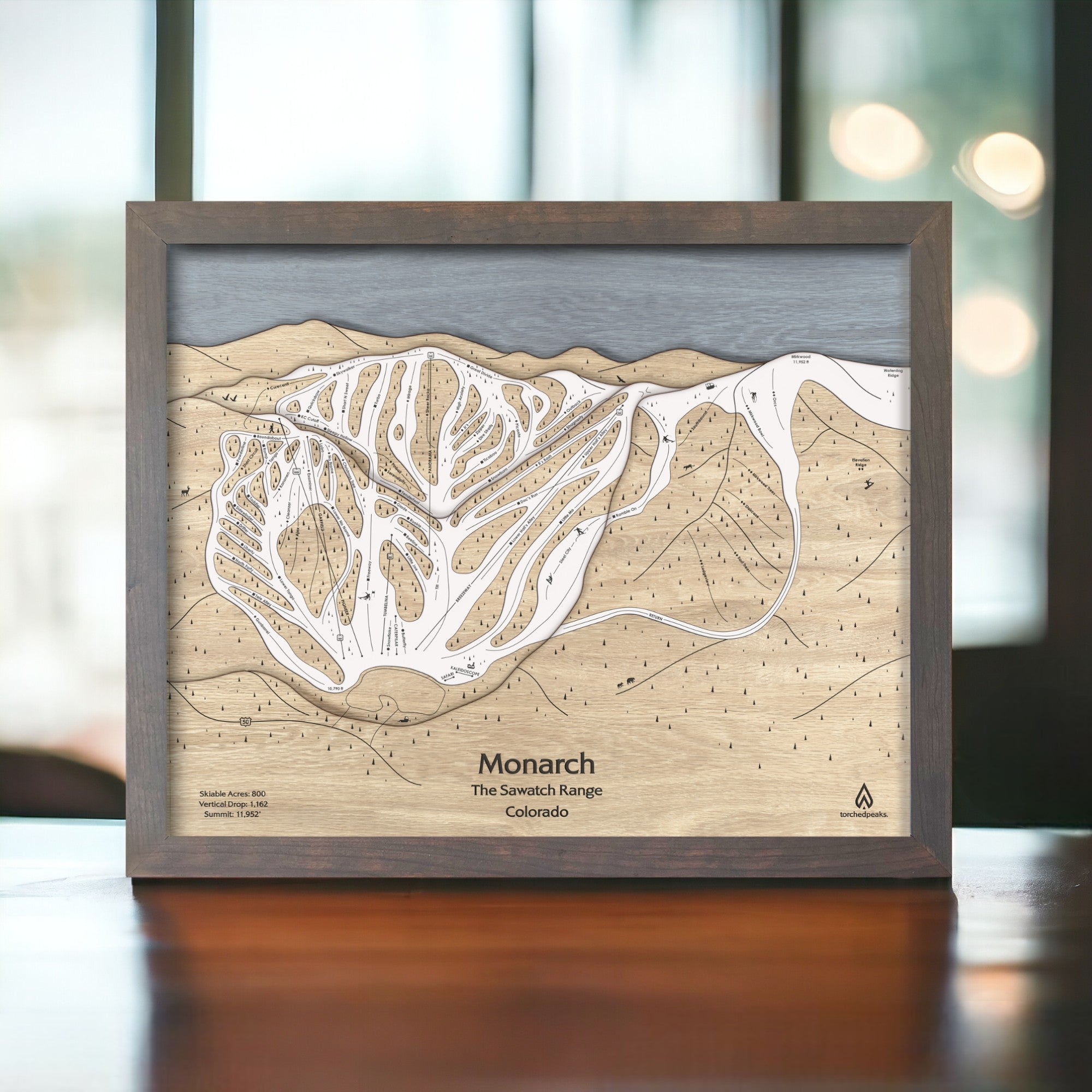 Monarch Mountain, CO Wood Ski Trail Map | Unique Ski Cabin Decor