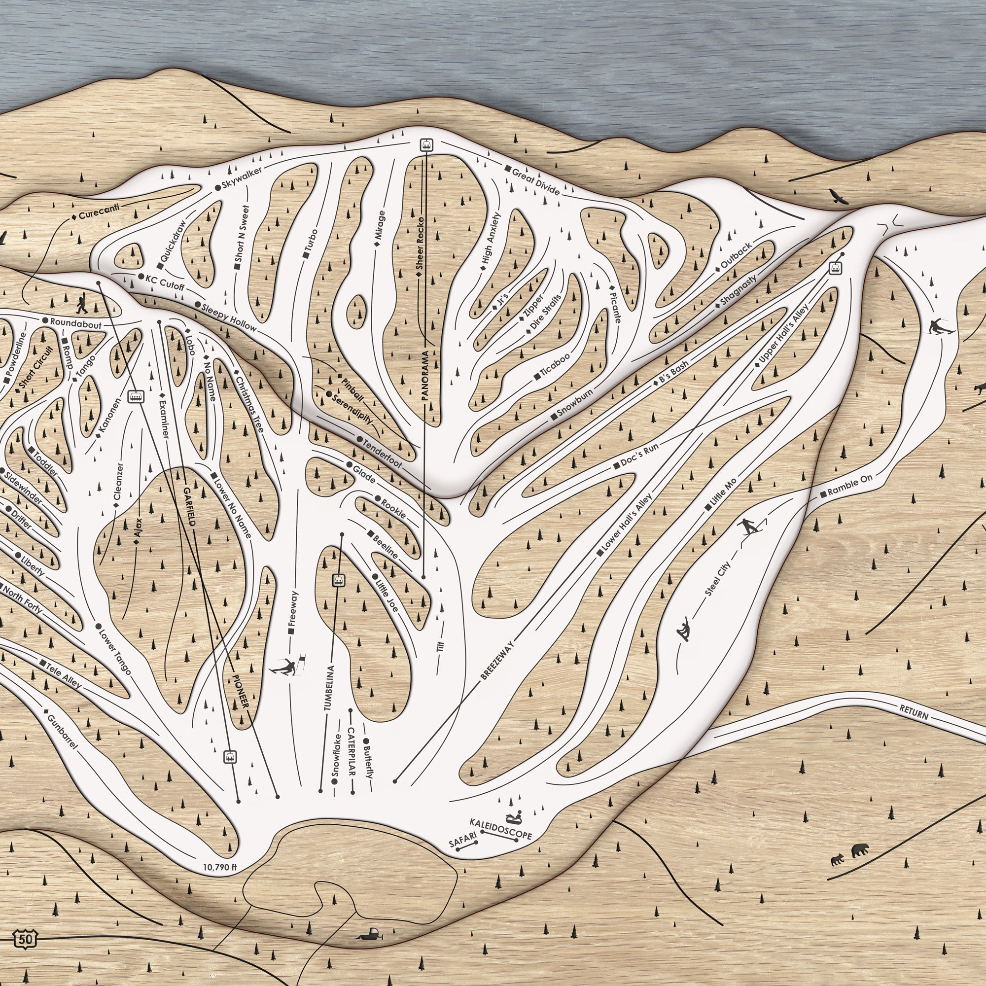 3D Wood Map: Monarch Mountain Ski Resort by Torched Peaks