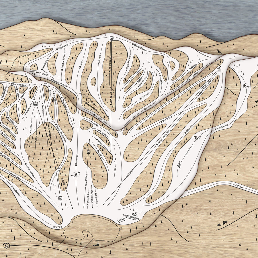 3D Wood Map: Monarch Mountain Ski Resort by Torched Peaks