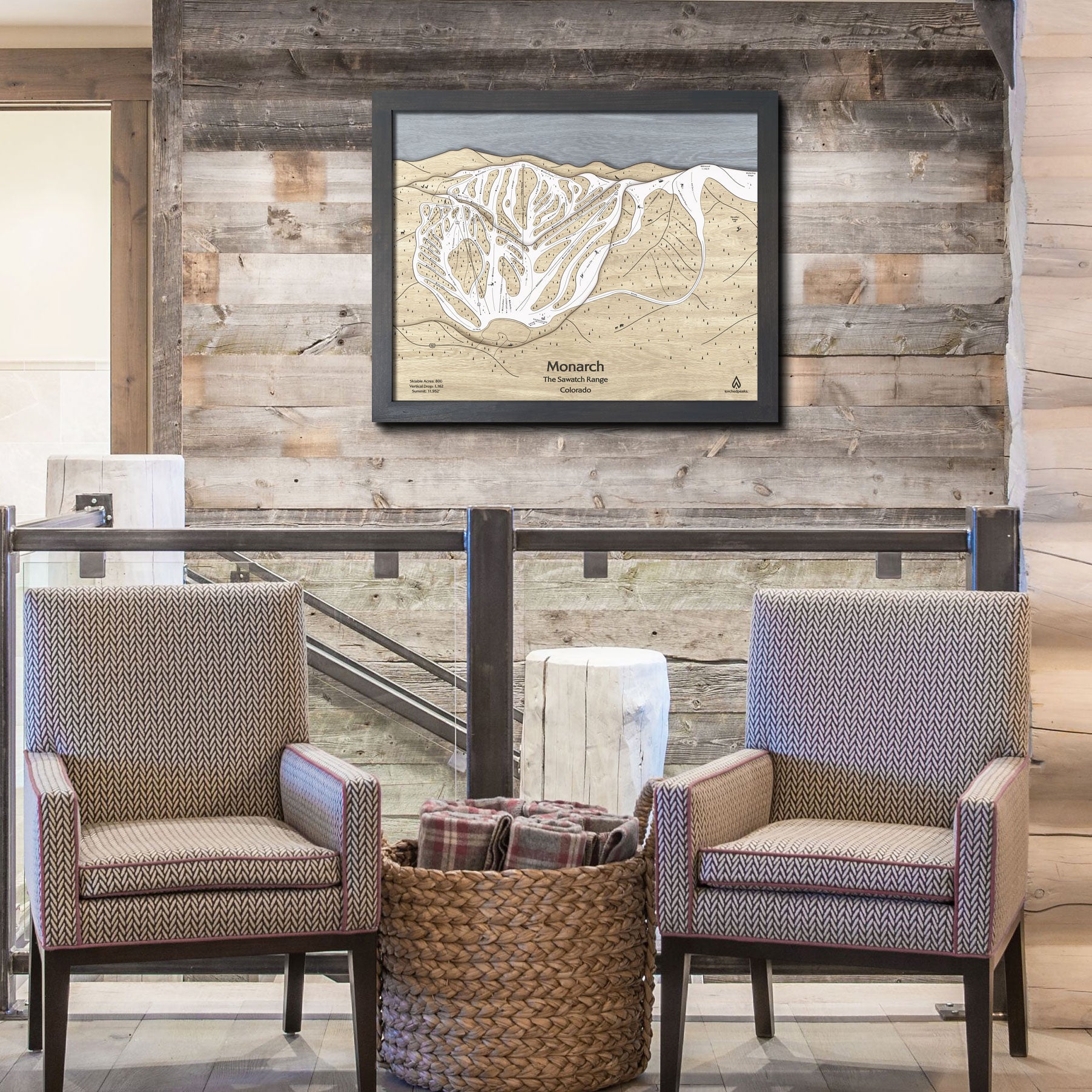 Unique Mountain Art: Monarch Mountain Ski Resort map designed by Shawn Orecchio