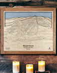 Mount Snow Ski Resort Framed Map, Ski Cabin Art