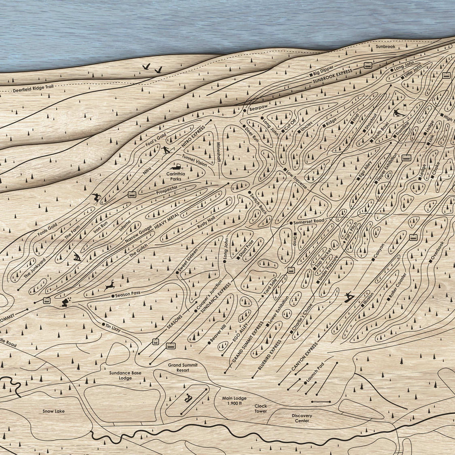 Ski Resort Map Art laser-cut ski map