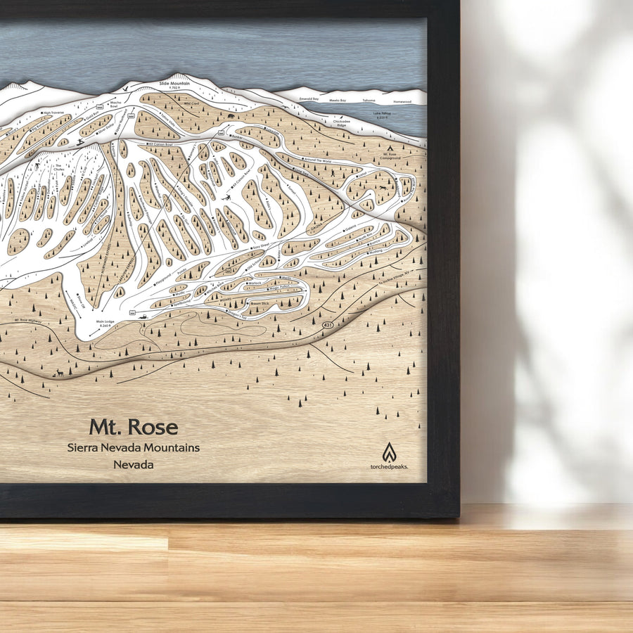 Mt Rose Ski Map, Laser-cut, Ski Decor