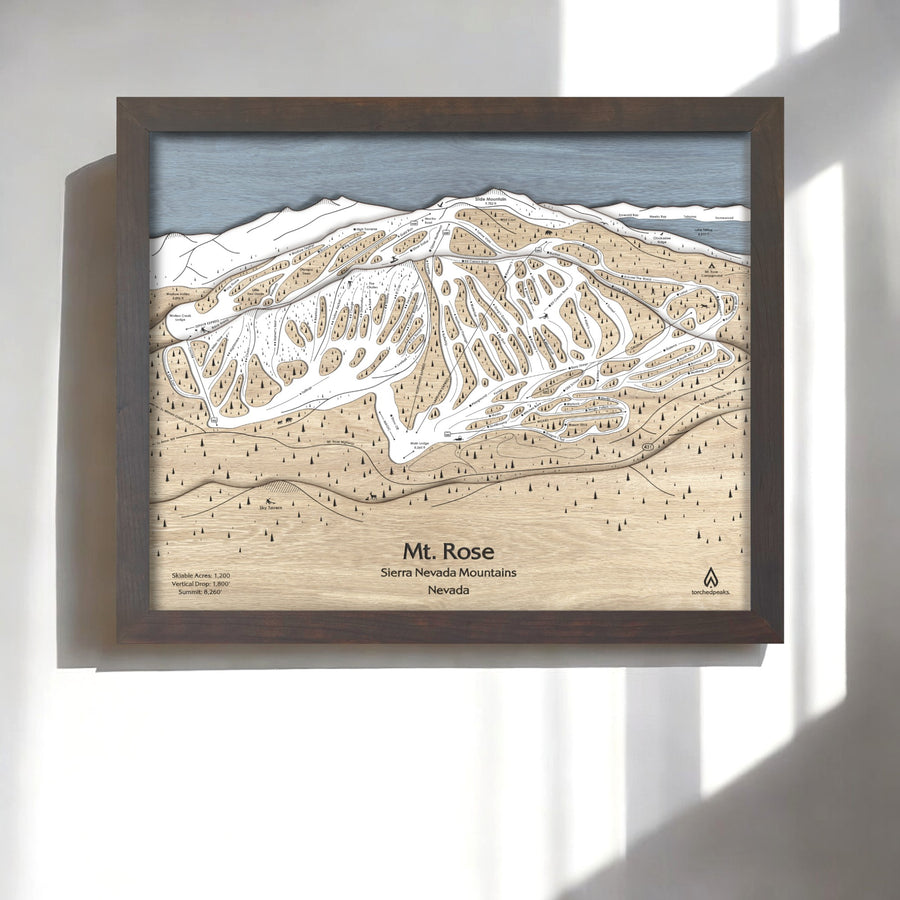 Mt Rose Ski Resort Map, 3D Wood Ski Trail Map