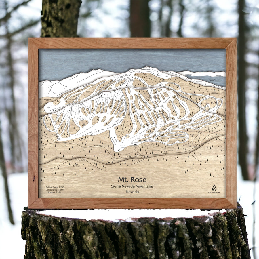 Mt Rose NV Ski Map, Skiing Gift, Ski Decor, Framed Skiing Art