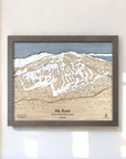 Mt Rose Skiing Art, 3D Wood Ski Map, Torched Peaks, Designed by Shawn Orecchio