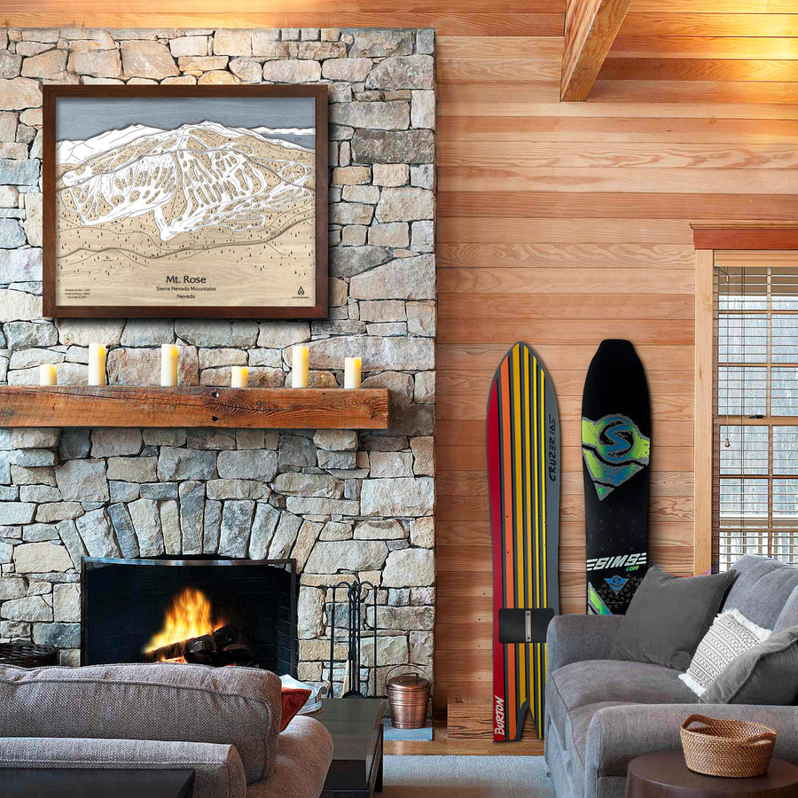 Mt Rose Ski Slope Map, Ski Cabin Decor, Snowboarding Gifts