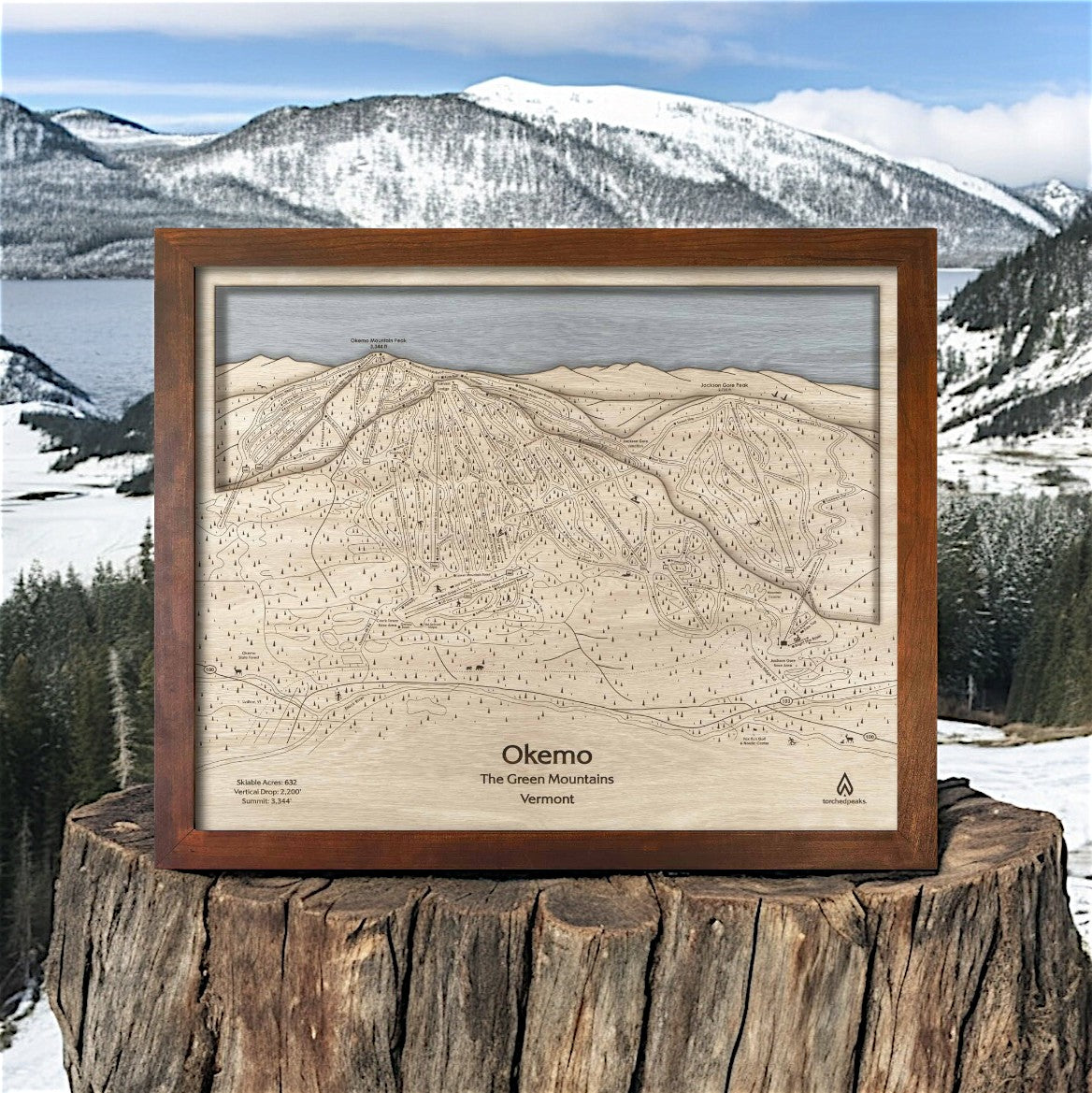 3D Wood Map of Okemo Vermont Ski Resort