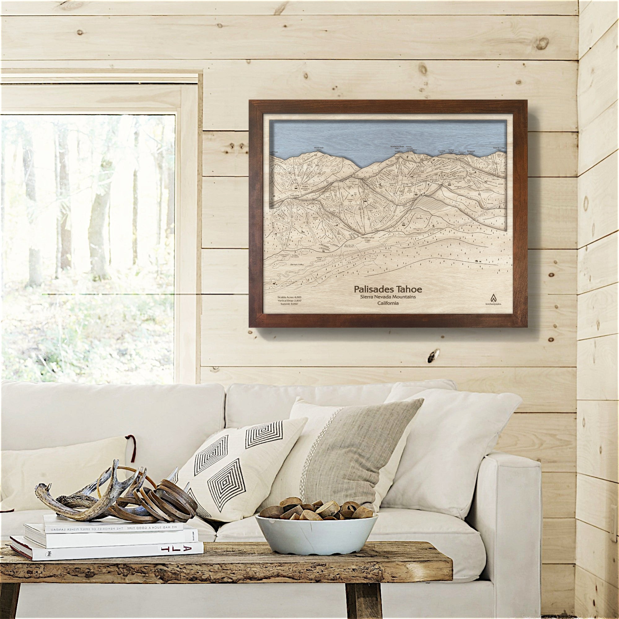 Palisades Tahoe Wooden Ski Map Wall Art