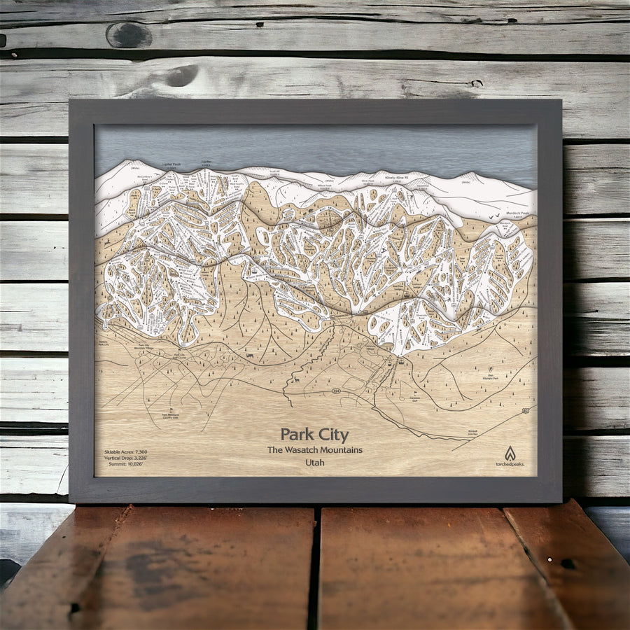 Unique gift for skiers: 3D Wooden Map of Park City Ski Resort