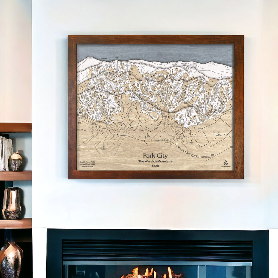 Unique Skiing Art: Park City Ski Trail Map Art