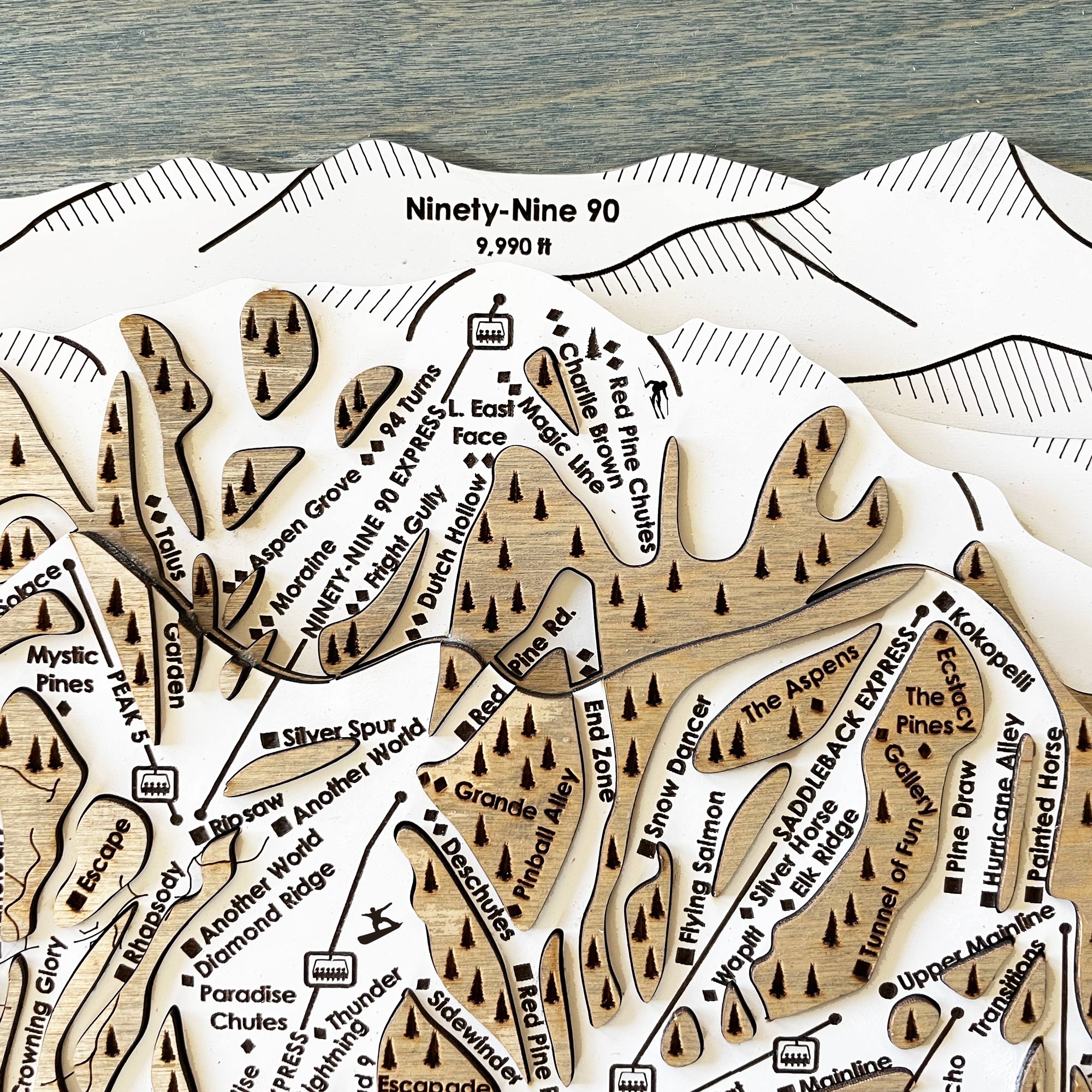 Park City Ski Map, Wooden Ski Trail Map
