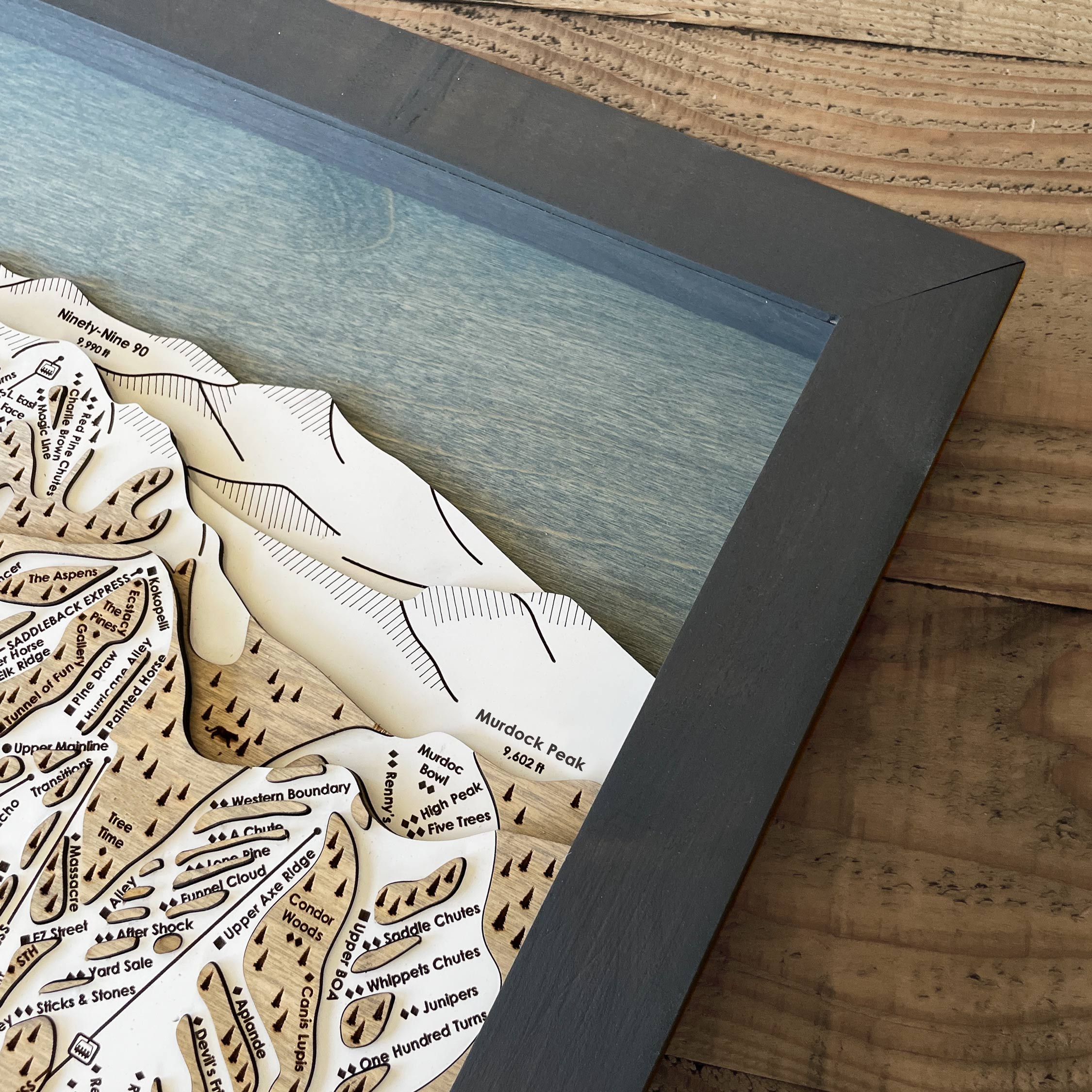 Park City Framed Skiing Map, Torched Peaks