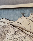 Torched Peaks Wooden Ski Trail Maps, 3D Mountain Art