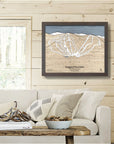 Ragged Mountain NH Wooden Ski Map, Framed Skiing Map