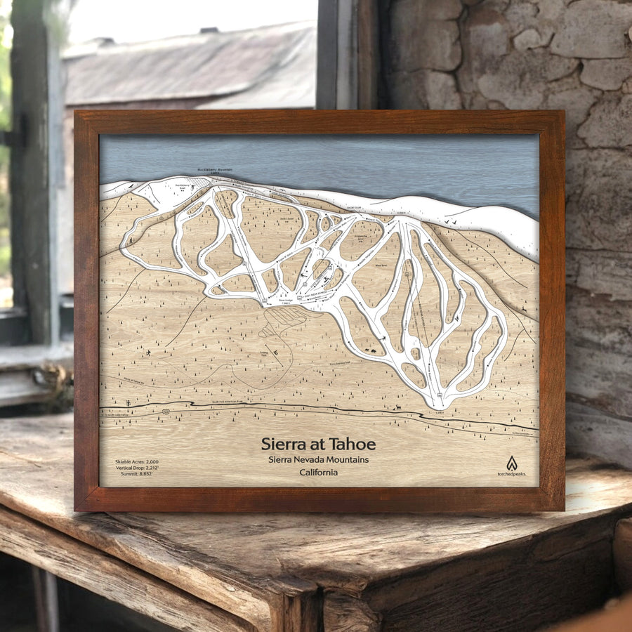 Sierra at Tahoe Ski Trail Map, Wall Art, Mountains, Peaks, Ski Decor