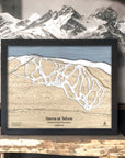 Sierra at Tahoe Wood Map, 3D Laser-cut Ski Trail Map