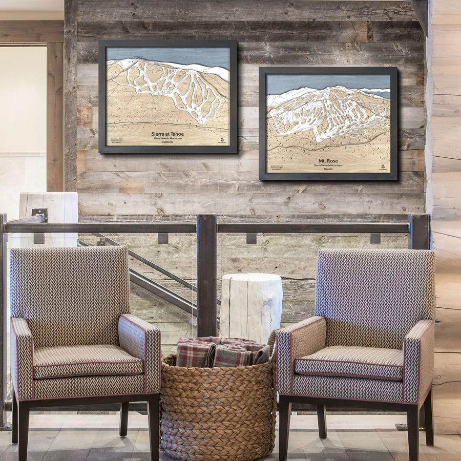 Sierra at Tahoe Map, Ski Home Decor, Premium Skiing Wall Art, Better than a poster