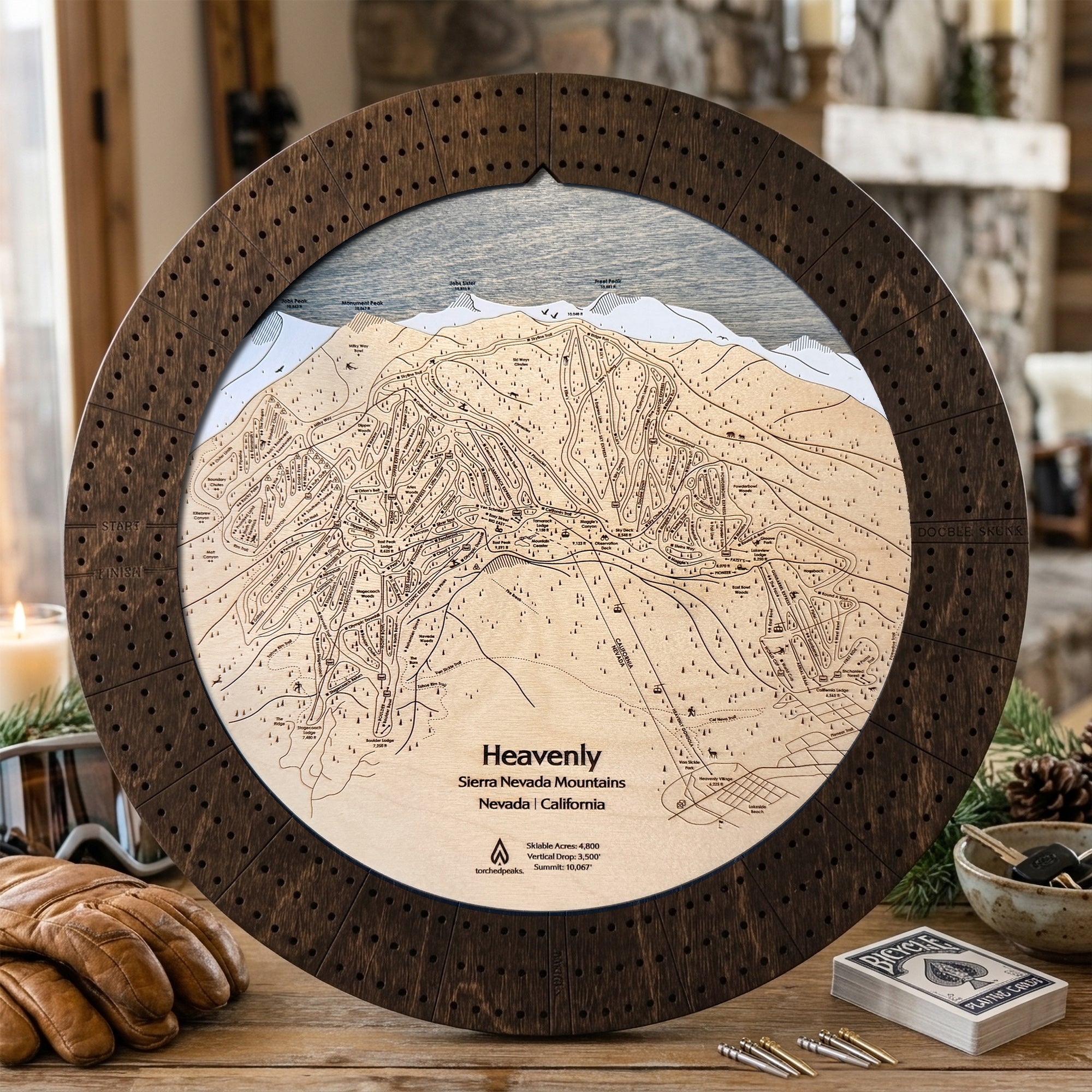 Ski Map Cribbage Board
