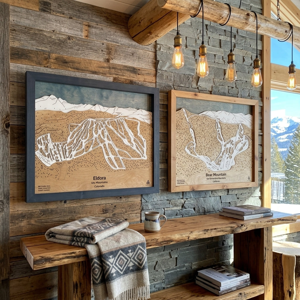 The Summit at Snoqualmie Ski Trail Map | Panoramic Wood Ski Resort Art