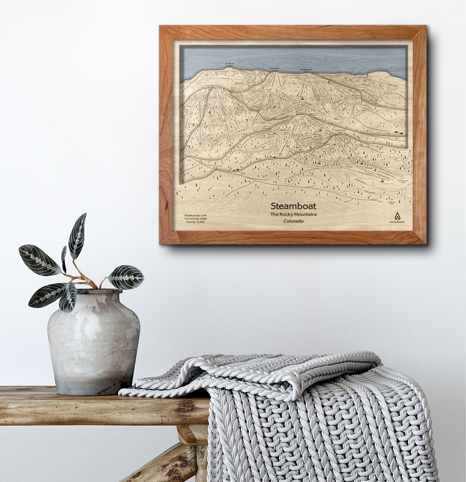 Steamboat Ski Trail Map | 3D Wood Wall Map 