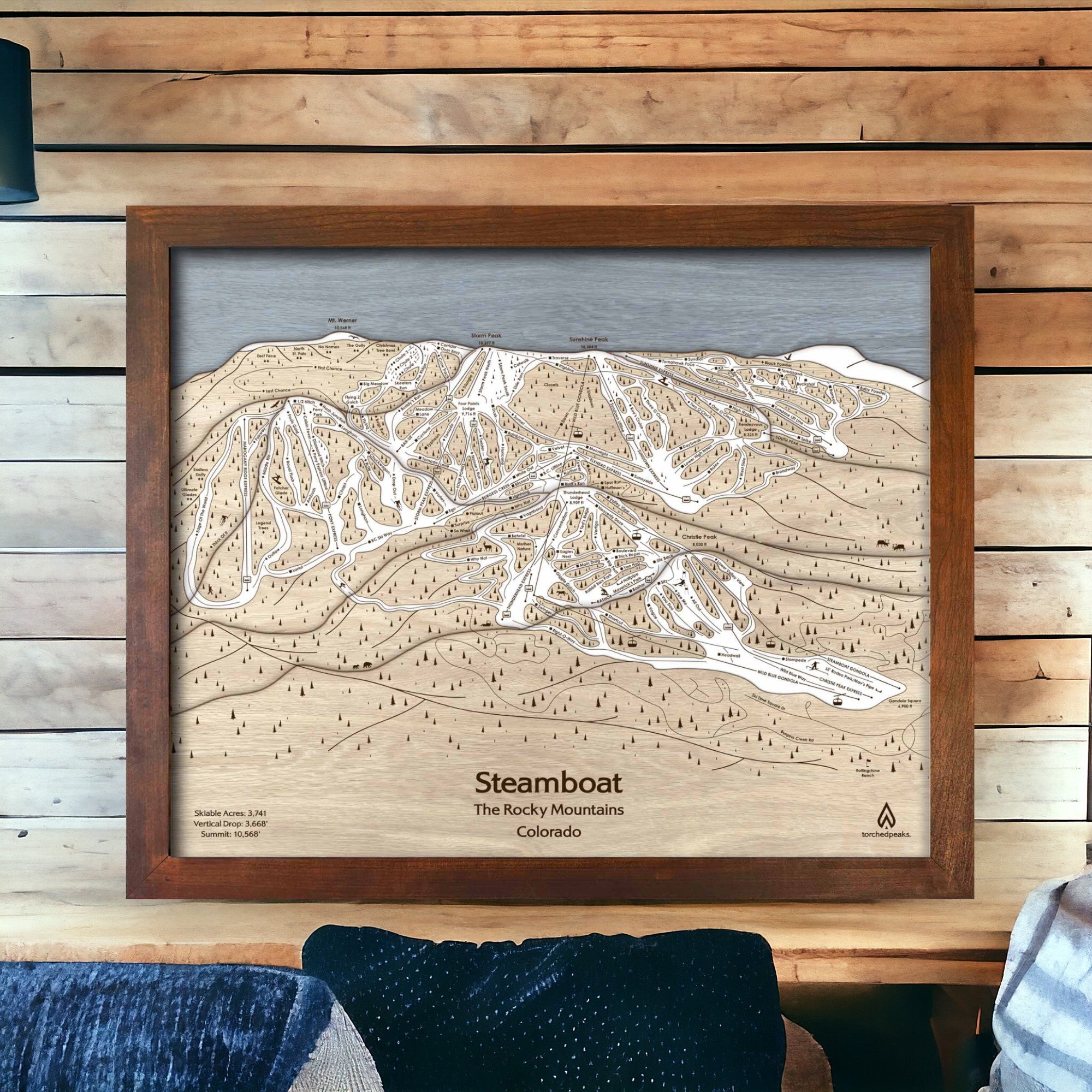 Steamboat Ski Resort Trail Map, 3D Layered map