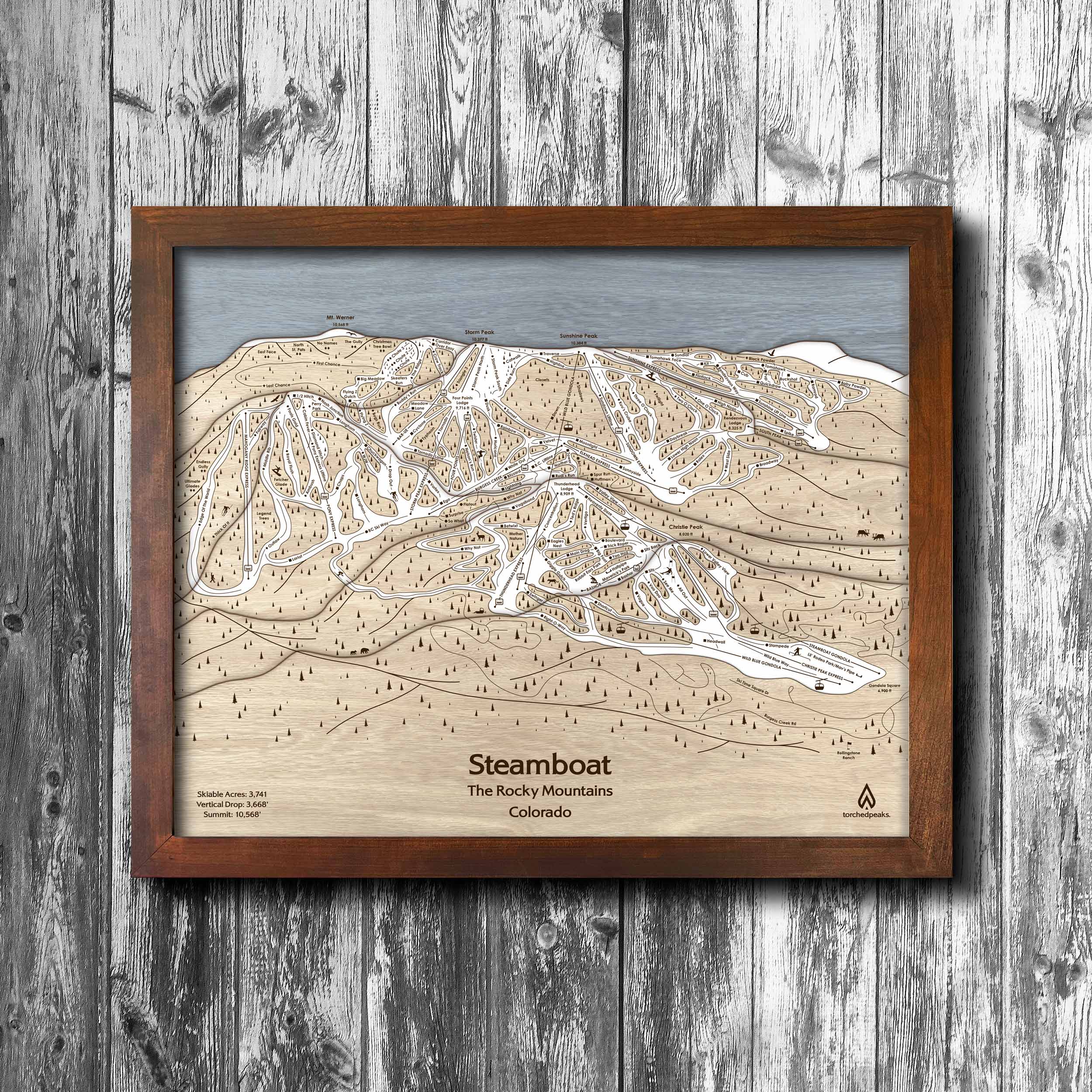 Wooden Steamboat Ski Resort Trail Map,  The Perfect Gift for Skiers