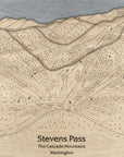 Stevens Pass WA Ski Trail Map | 3D Wood Mountain Art, Skiing Decor, Laser Engraved