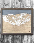 Stevens Pass WA Ski Trail Map | 3D Wood Mountain Art | Torched Peaks
