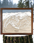 Wood Ski Map - Telluride Ski Trail Map | 3D Layered Wood Mountain Art | Torched Peaks